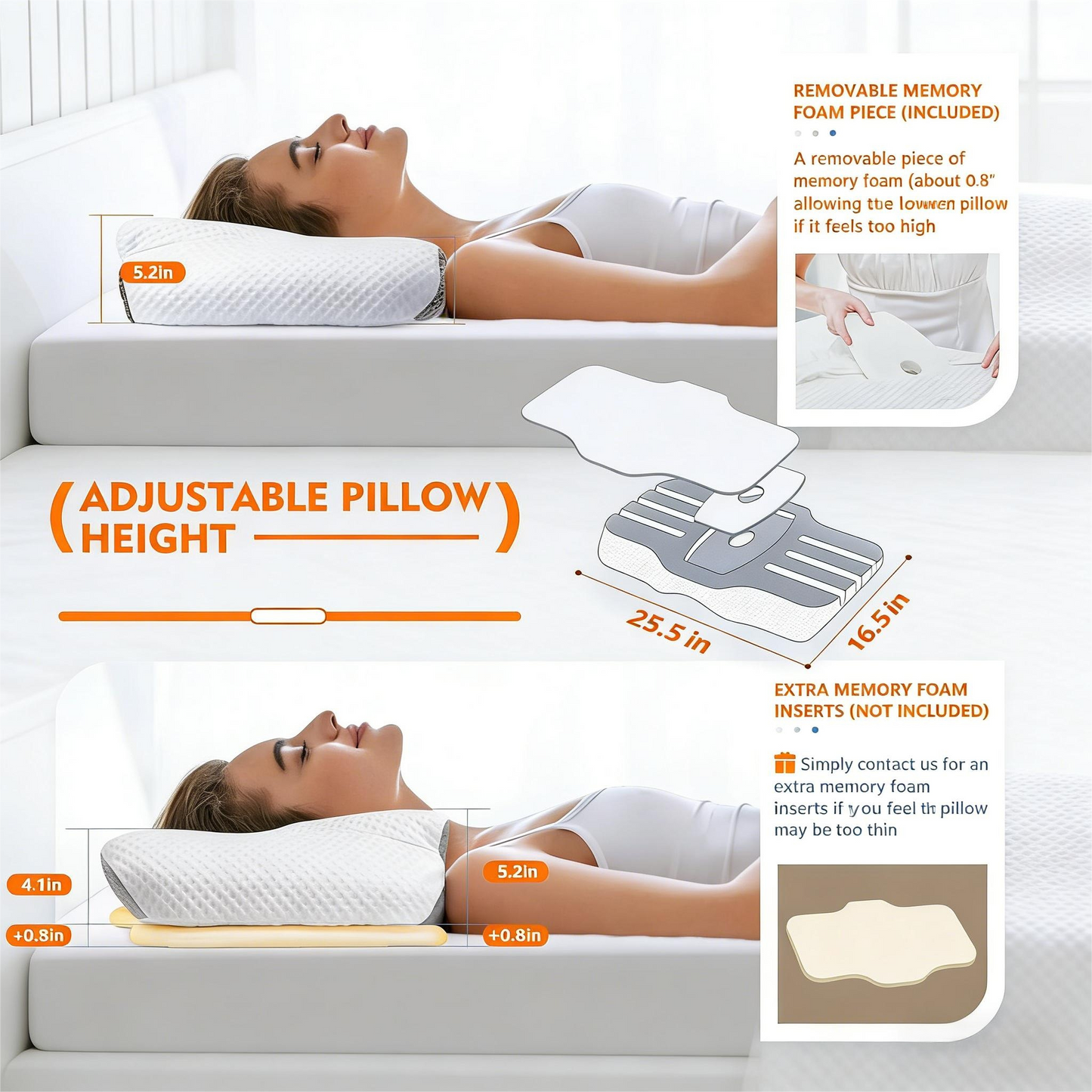Multi-Position Cervical Support Pillow for Restful, Pain-Free Sleep
