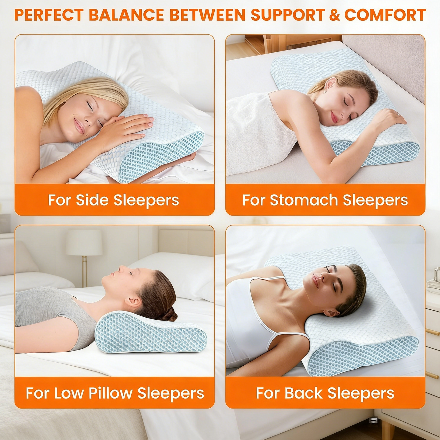 Ergonomic Contour Memory Foam Pillow – Pain-Relief Sleep Support